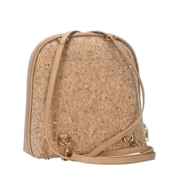 Miztique Daisy Cork Backpack Purse Convertible Adjustable Straps Beige Gold Bag - Picture 1 of 11